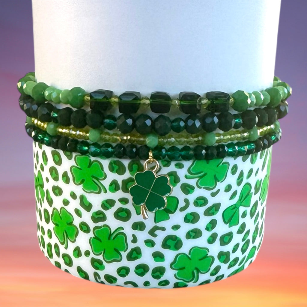 Tumbler Bracelet Stack, St Patricks Day, Green