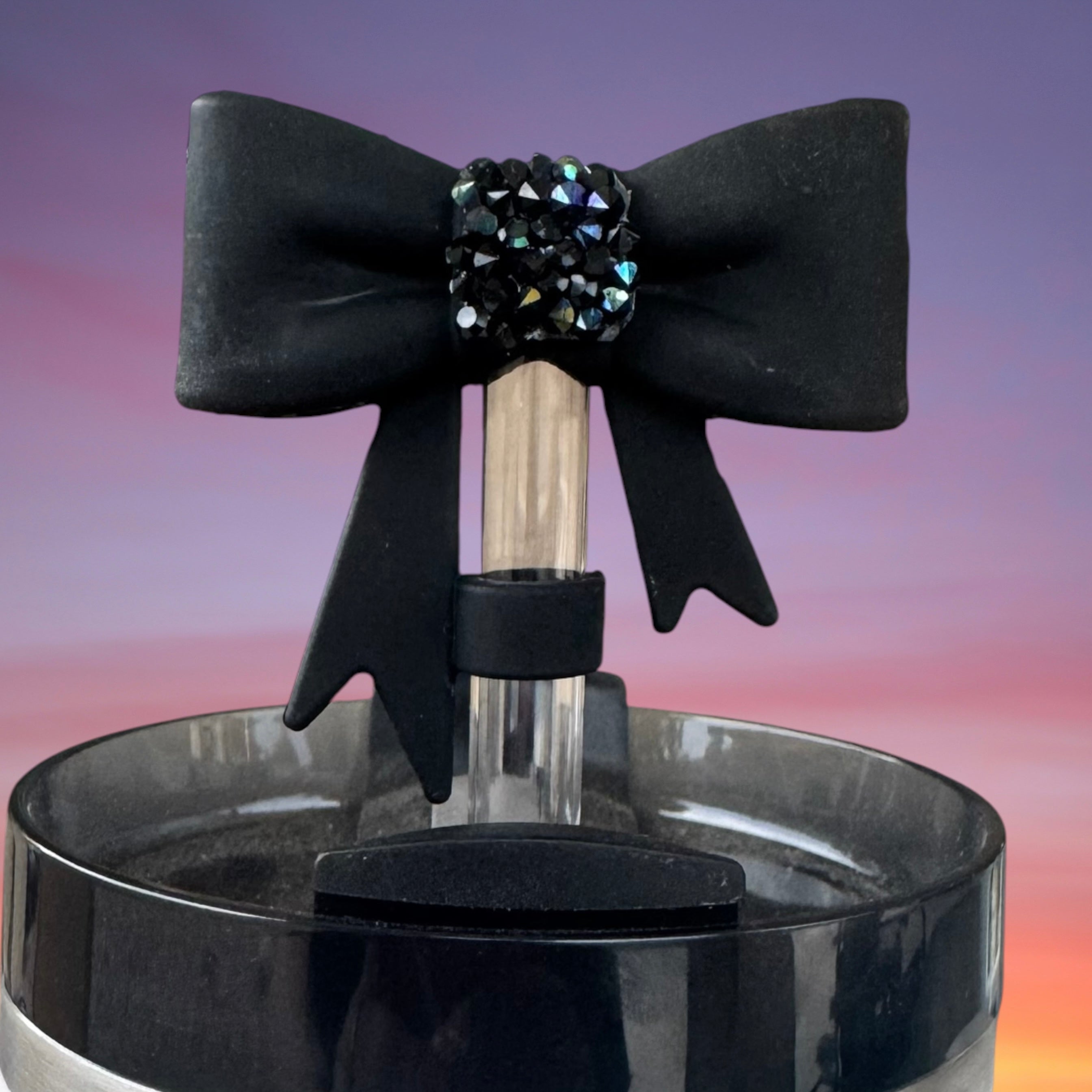 BUNDLE - Tumbler Boot, Black AB Druzy Rhinestone and Black Bling Bow Topper