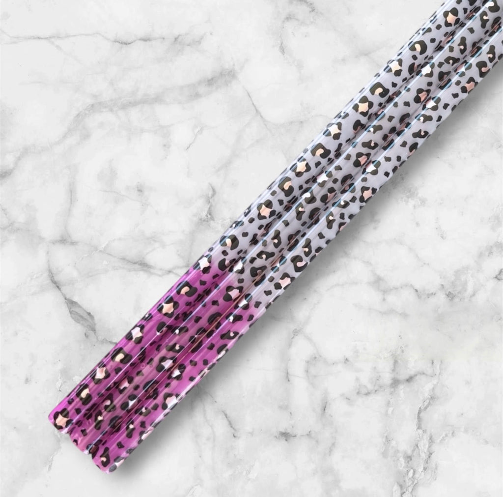 Leopard Print Tumbler Straw, Color Changing