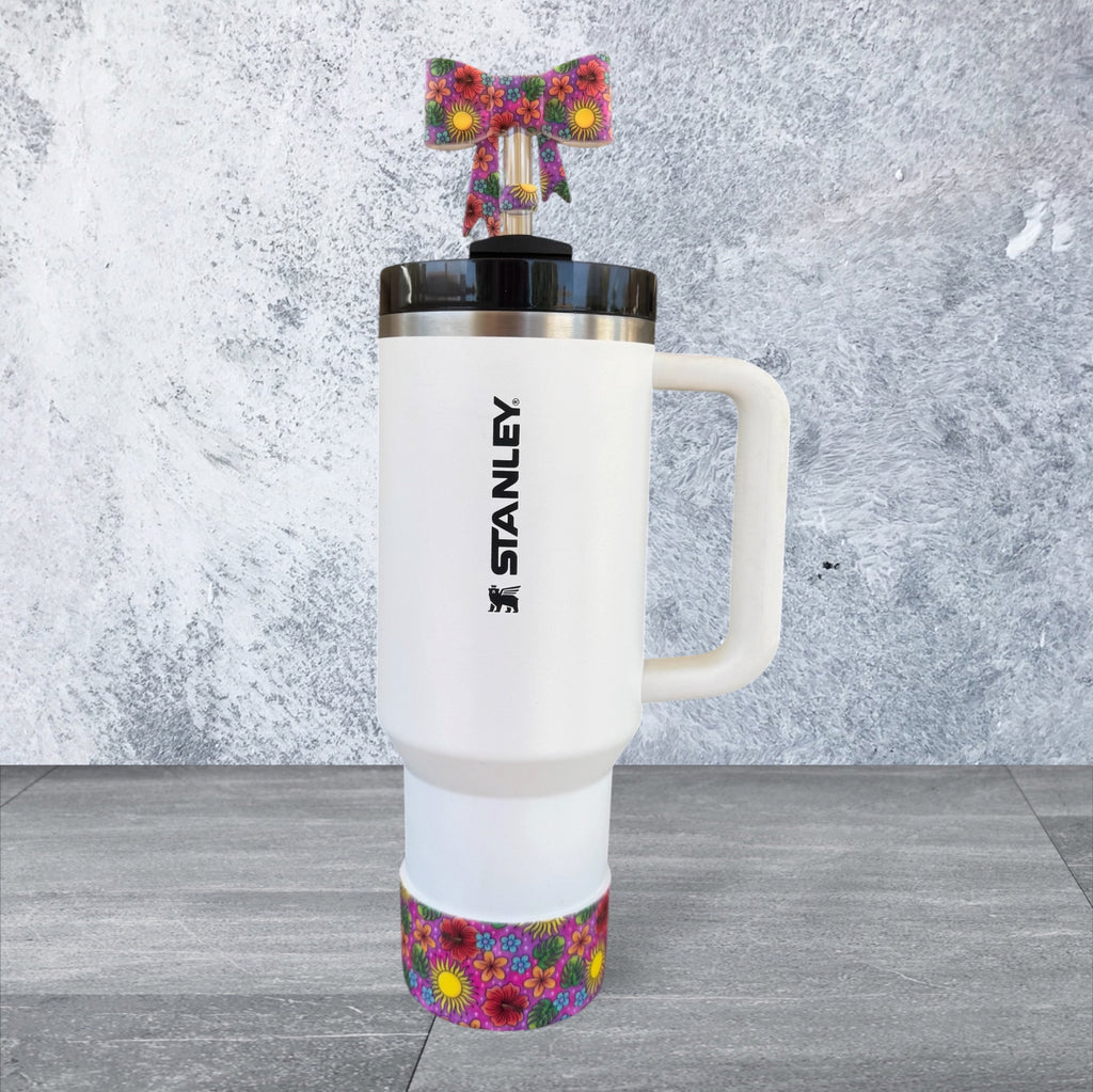 Big Bow Straw Topper - Tropical Summer