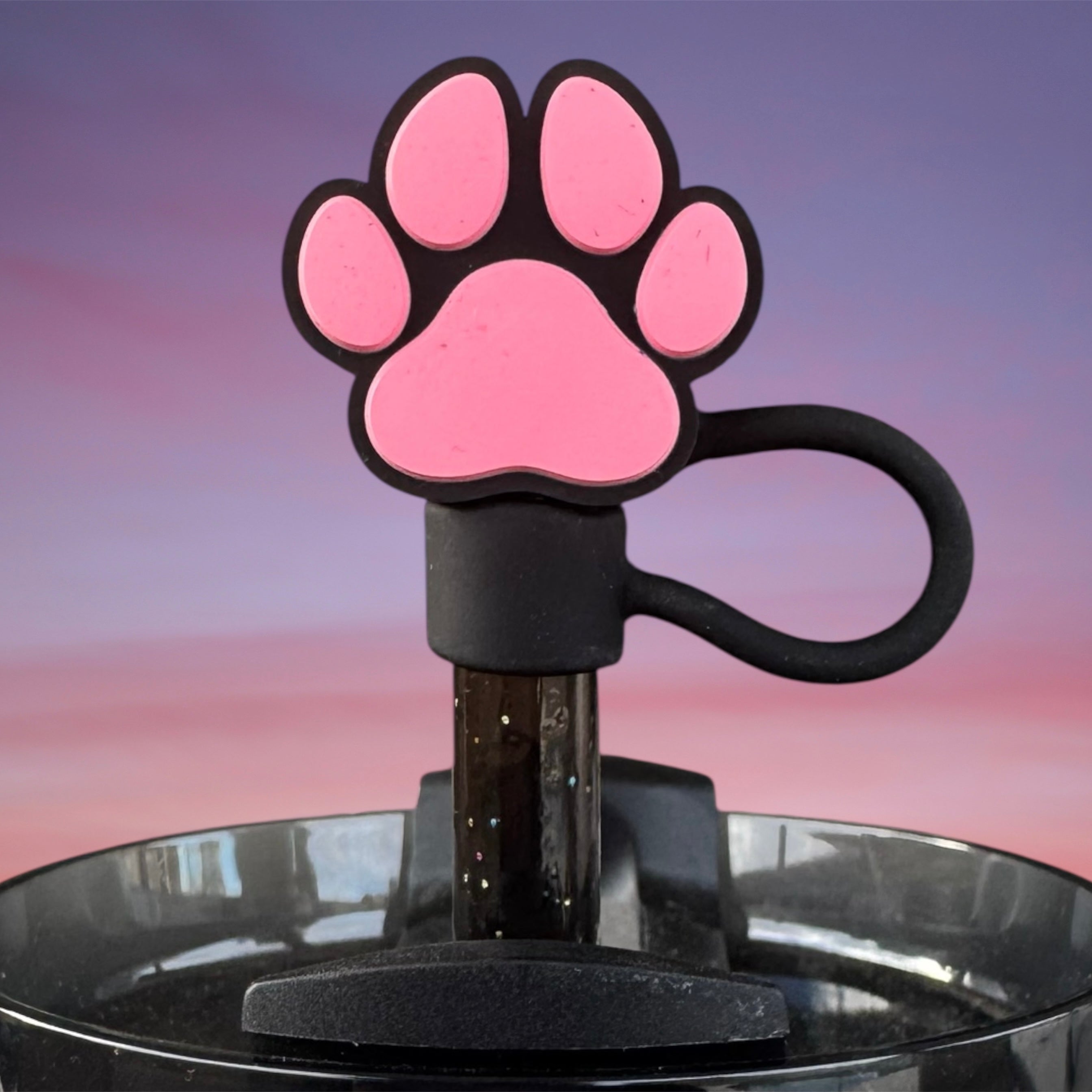Straw Topper, Pink Paw Print