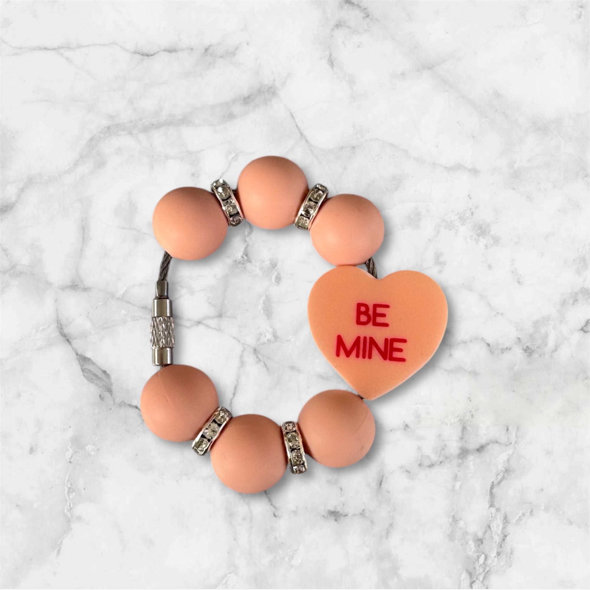 Handle Charm, Valentines Day, Orange Conversation Heart