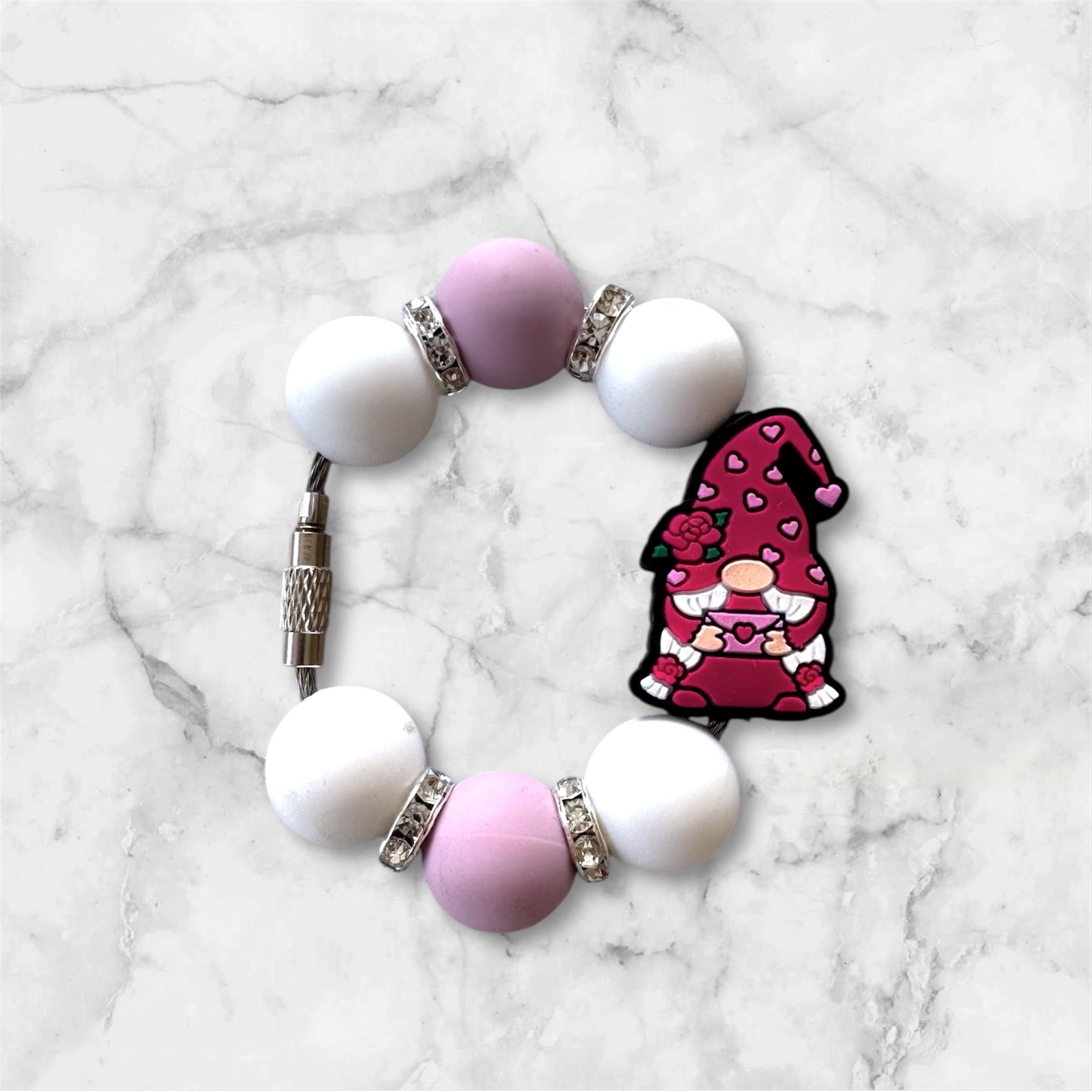 Handle Charm, Valentines Day, Pink and Purple Gnome