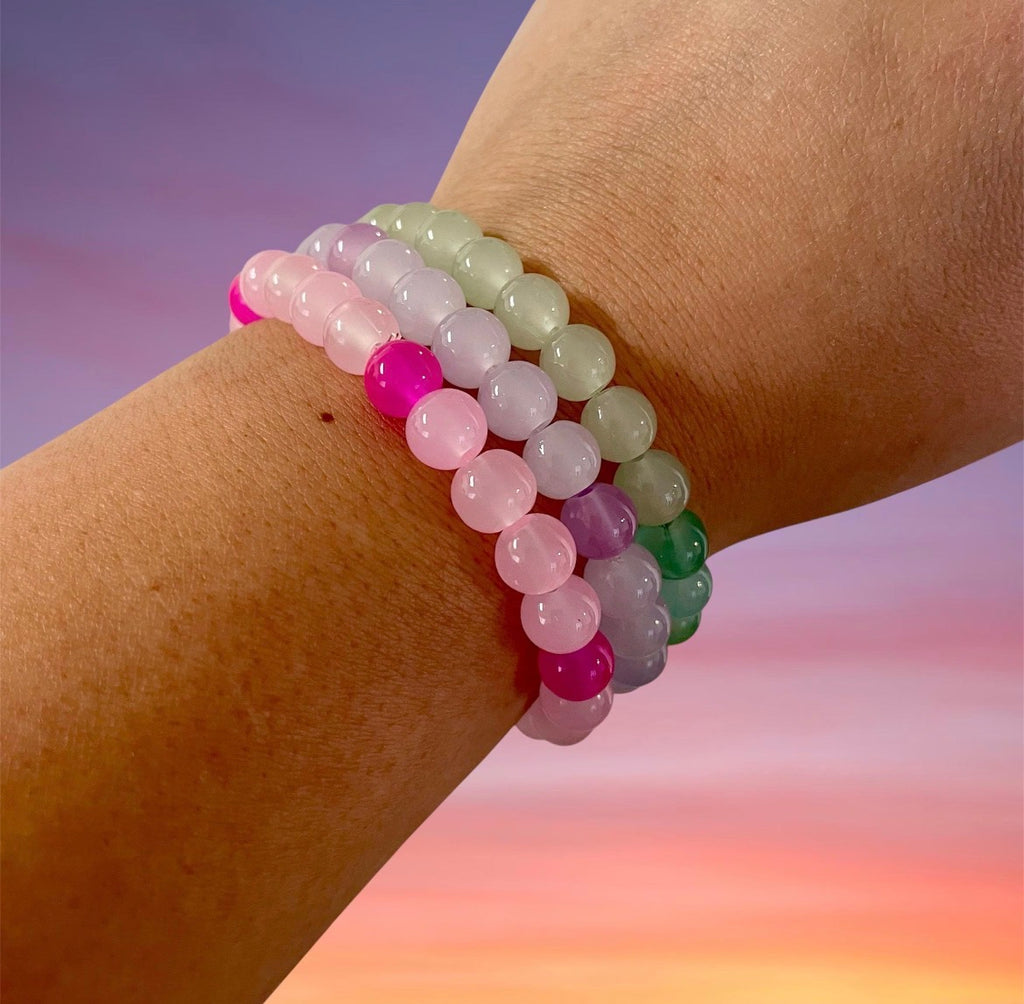 Glass Bead Bracelets, Pink