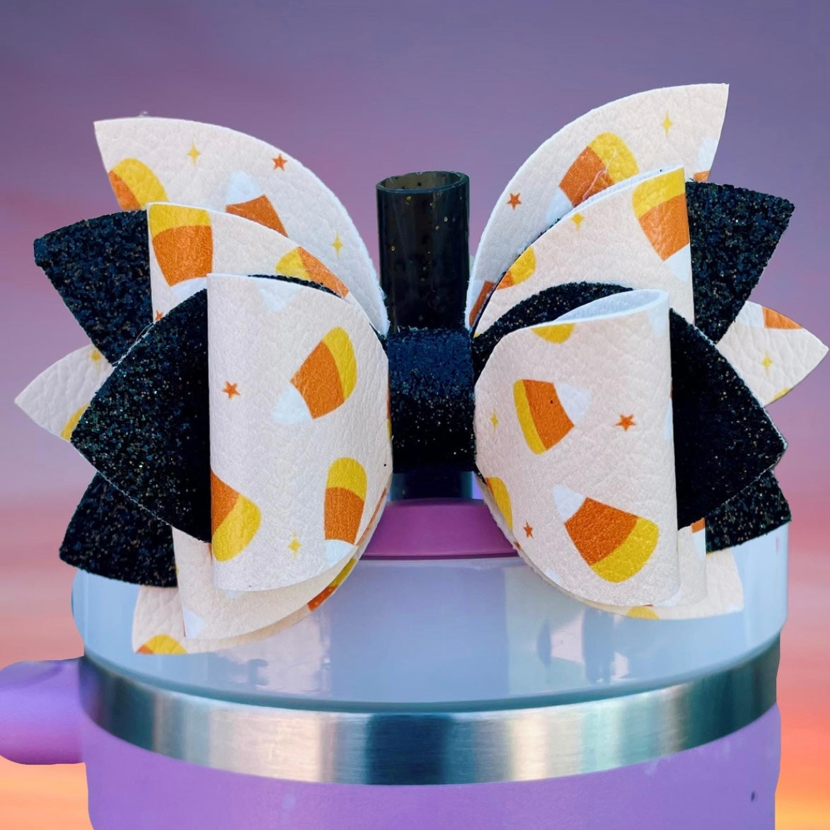Leather Bow, Halloween Candy and Black Glitter