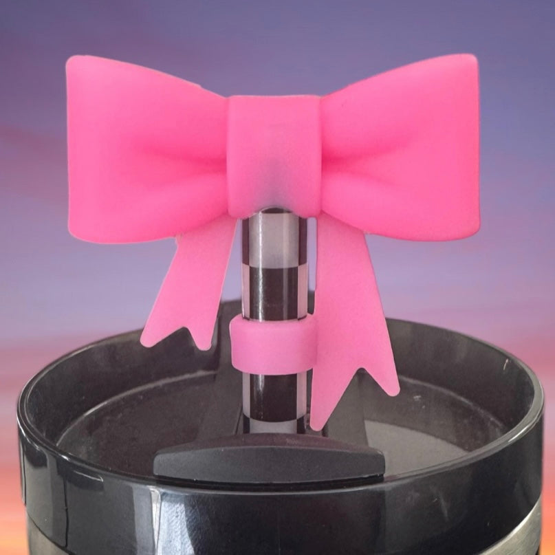 Big Bow Straw Topper - Translucent Hot Pink