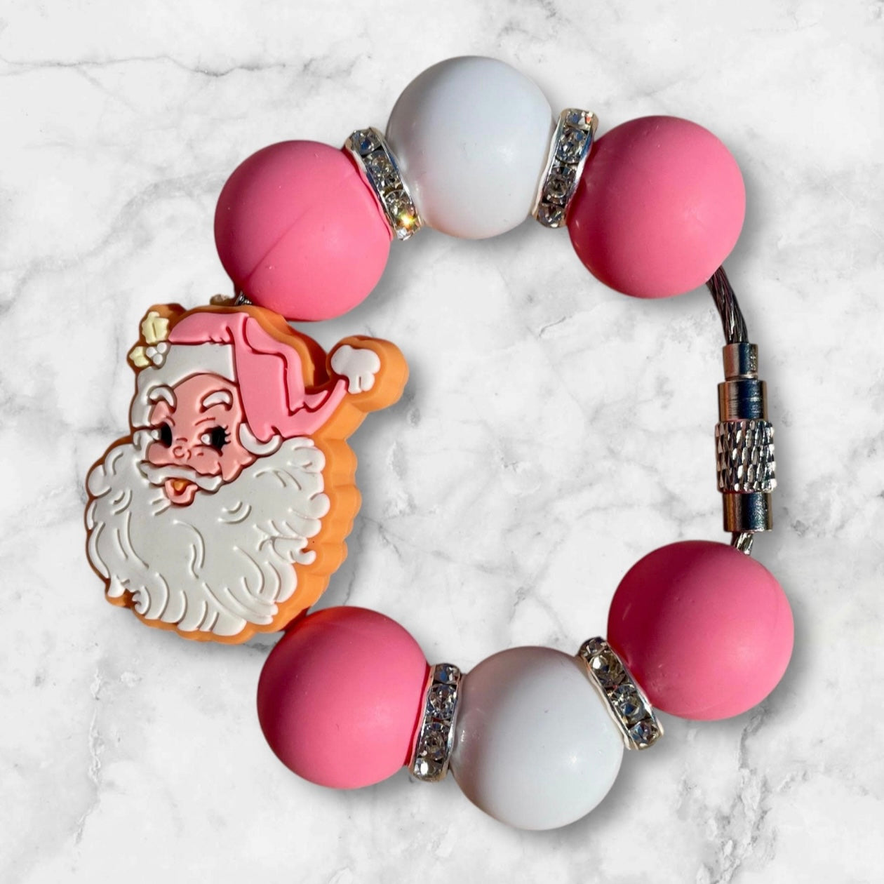 Handle Charm, Pink Christmas Santa