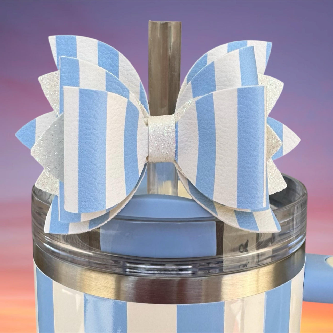 Leather Bow, Light Blue Stripes for Cornflower Cabana Gloss Stanley