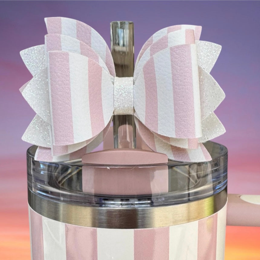 Leather Bow, Light Pink Stripes for Peach Whip Cabana Gloss Stanley