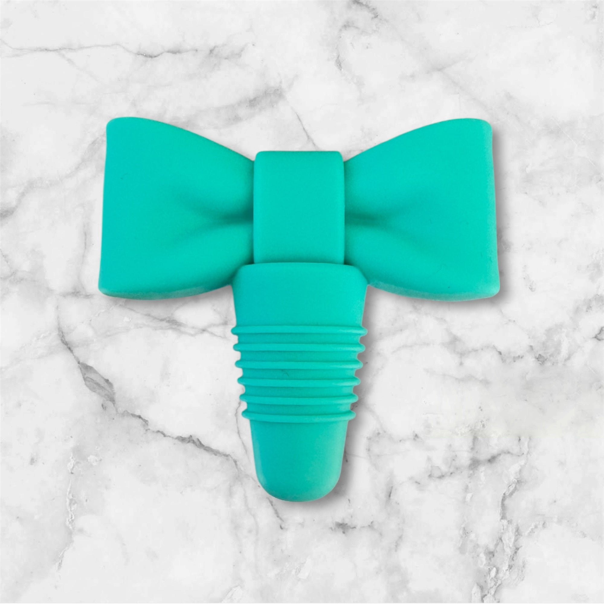 Silicone Wine Stopper - Teal Bow