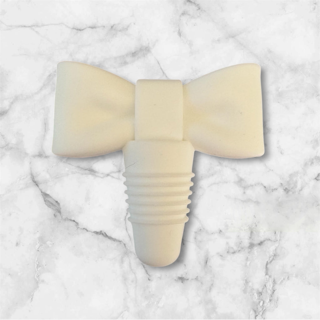 Silicone Wine Stopper - White Bow