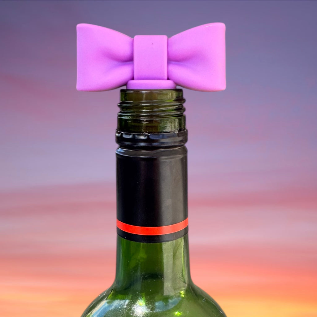Silicone Wine Stopper - Purple Bow