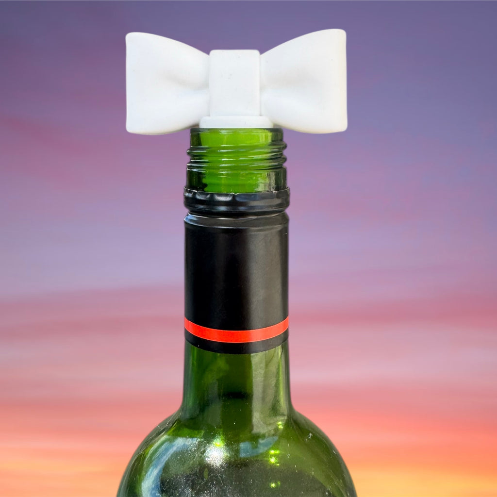 Silicone Wine Stopper - White Bow