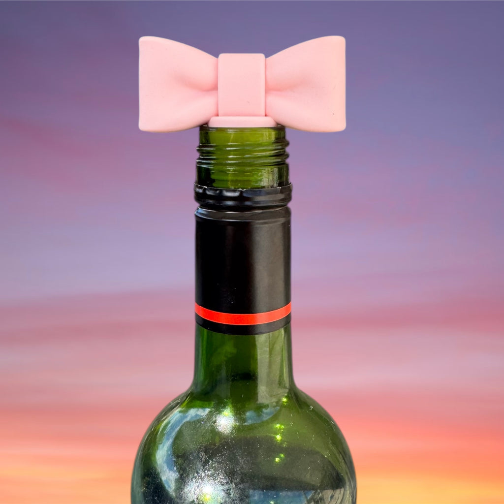 Silicone Wine Stopper - Light Pink Bow