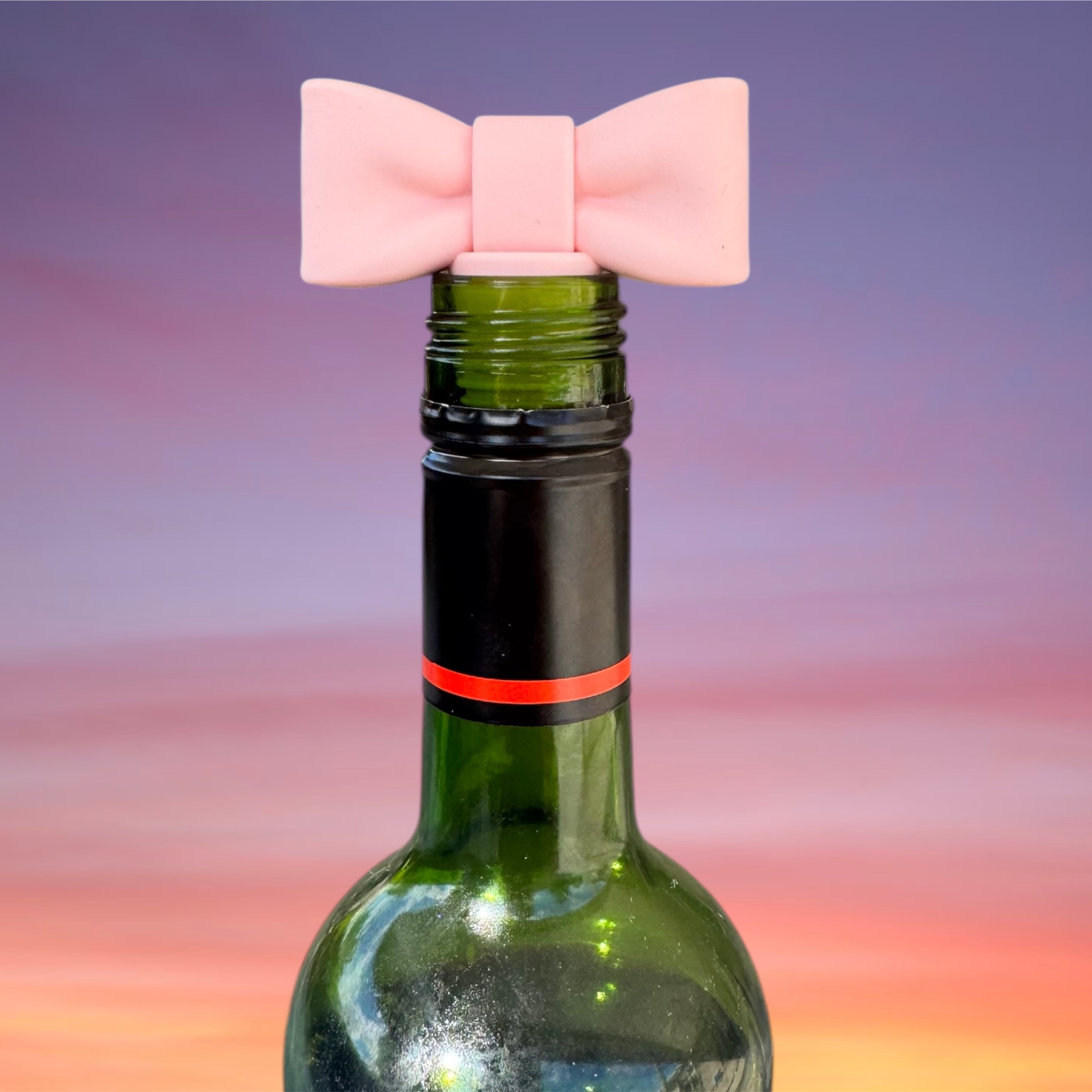 Silicone Wine Stopper - Light Pink Bow