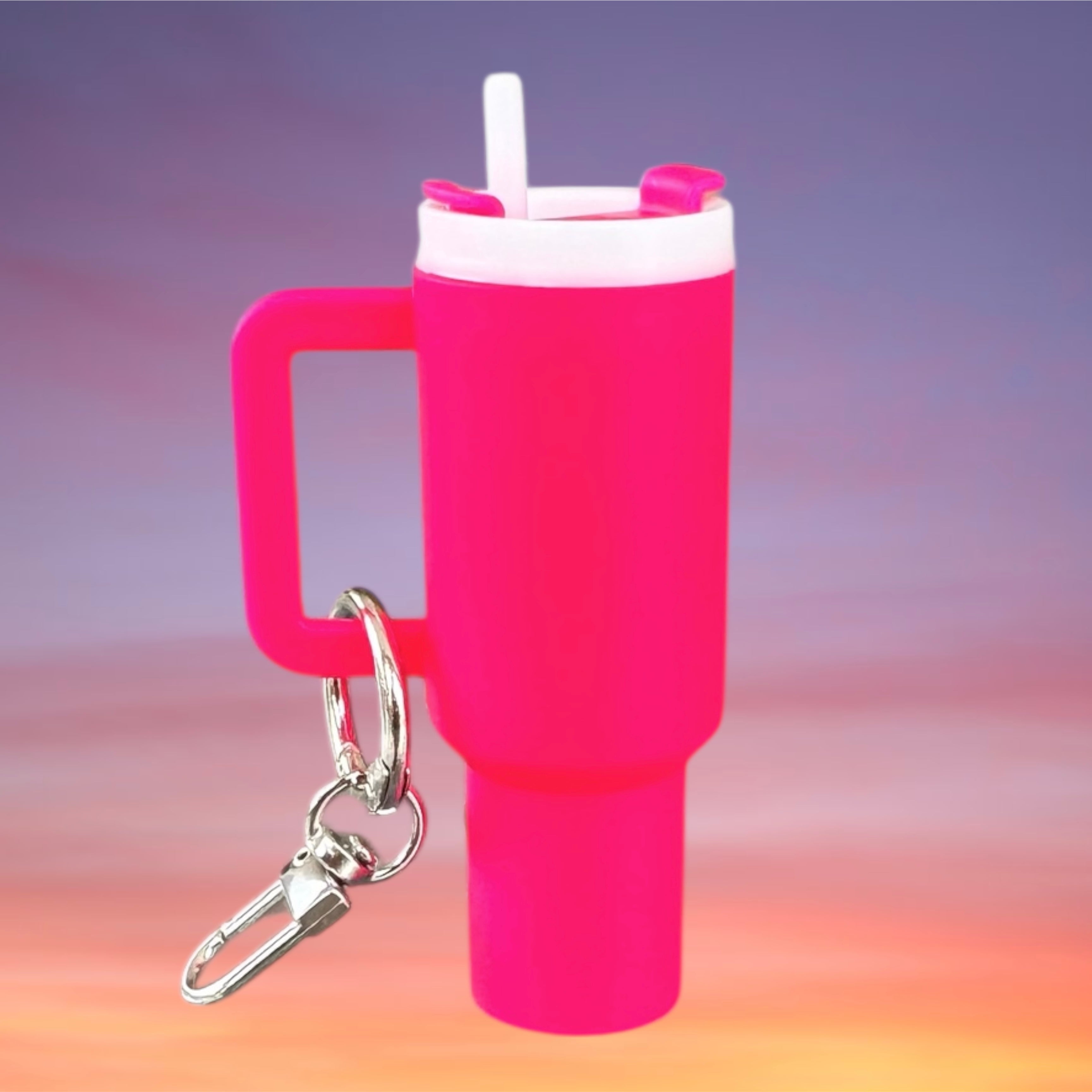 Mini Tumbler Keychain / Chapstick Holder - Hot Pink