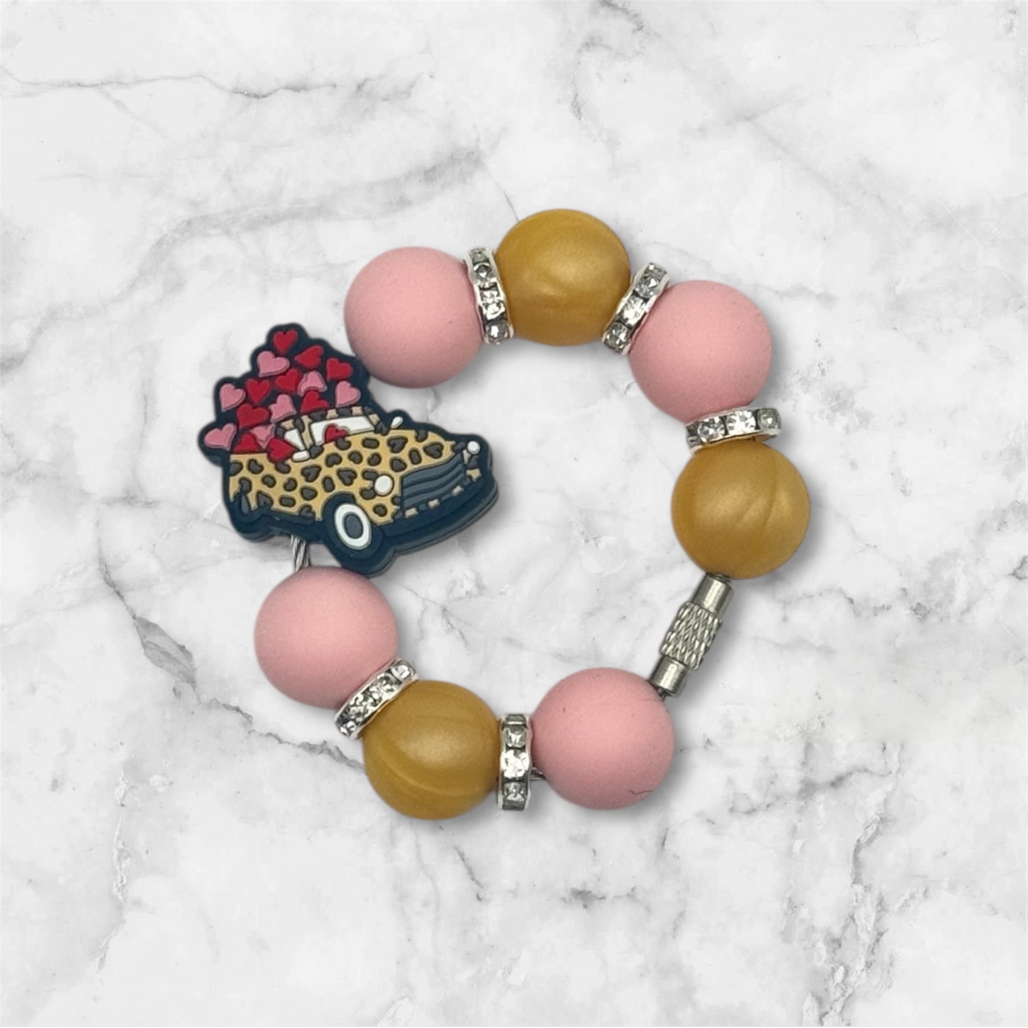 Handle Charm, Valentines Day, Leopard Heart Truck