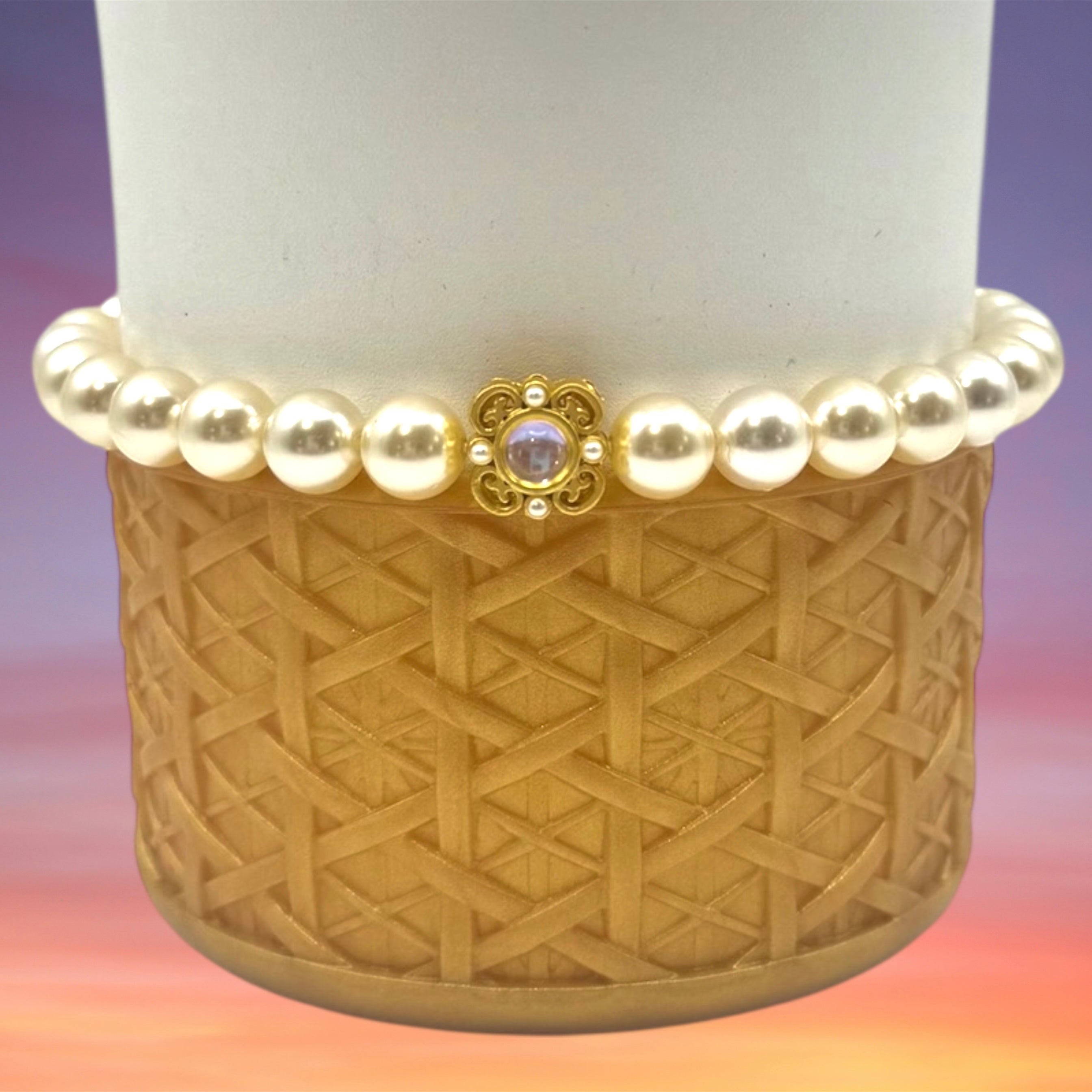 Single Tumbler Bracelet, Champagne Pearls
