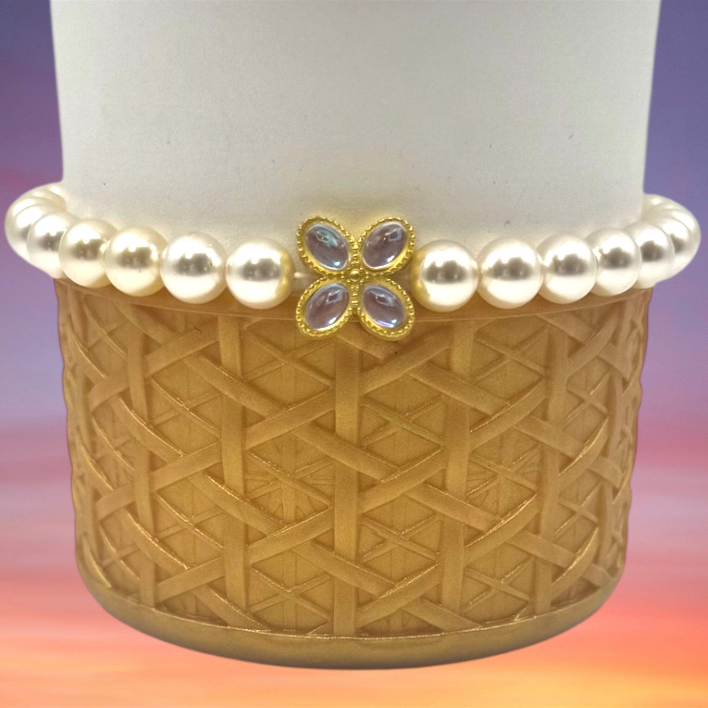 Single Tumbler Bracelet, Champagne Pearls