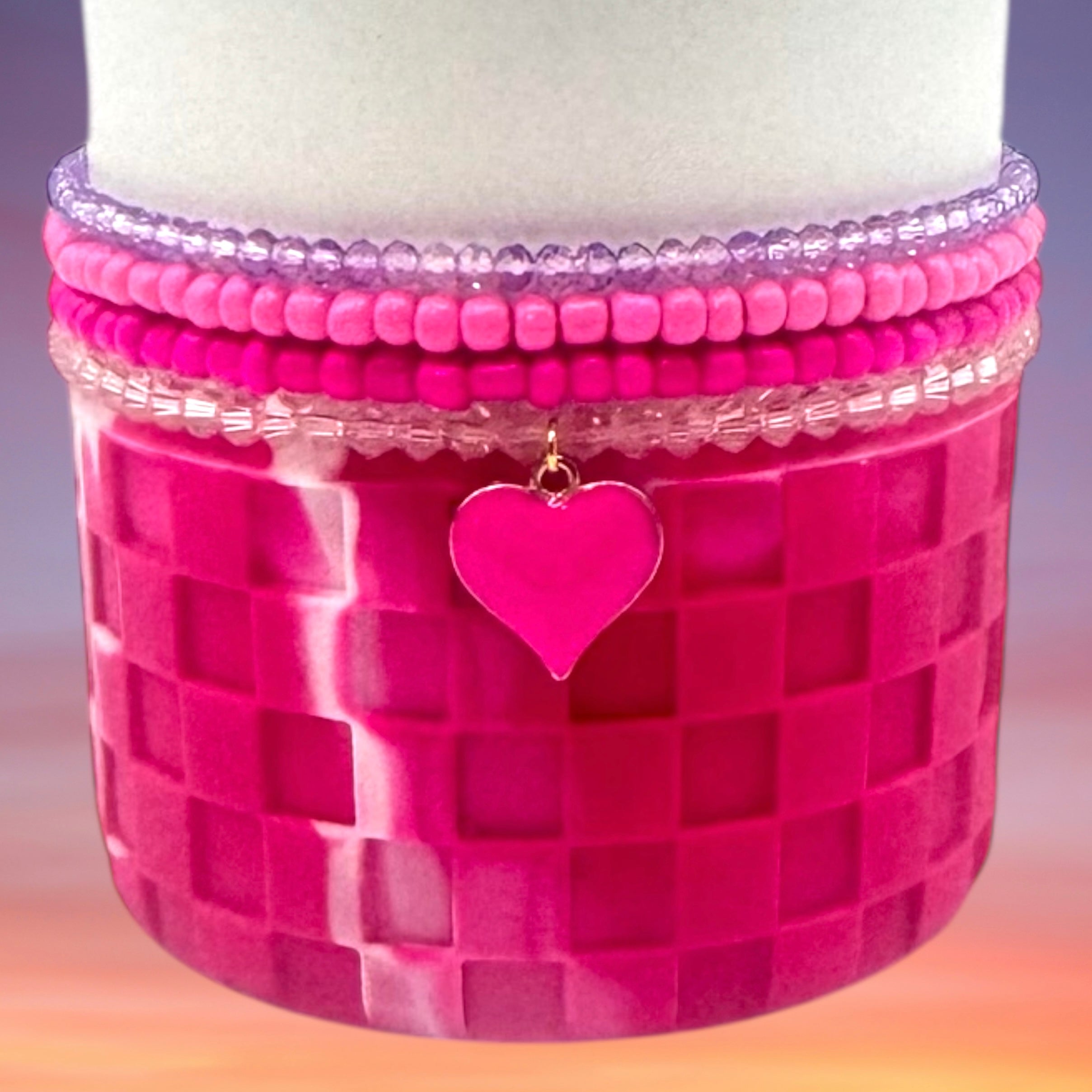 Tumbler Bracelet Stack, Valentines Day, Pink and Purple