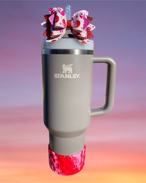 Leather Bow, Valentines Day, Pink and Red Yin-Yang