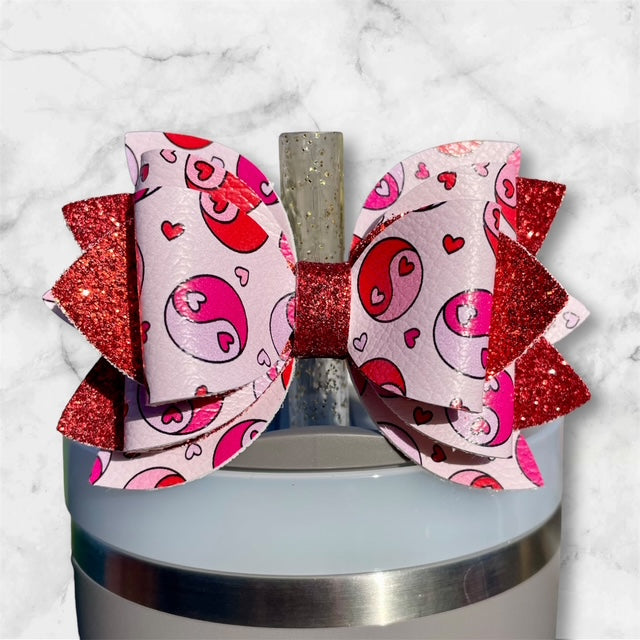 Leather Bow, Valentines Day, Red Yin-Yang