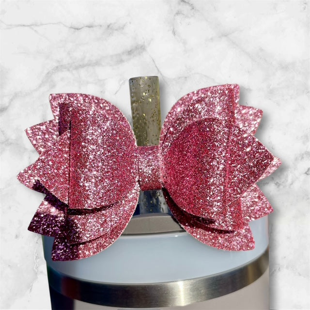 Leather Bow, Valentines Day, Pink Glitter