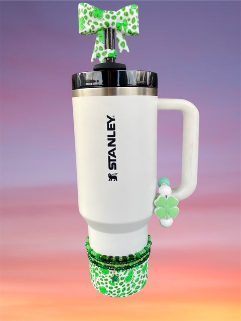 Handle Charm, St. Patrick's Day, Light Green Four Leaf Clover