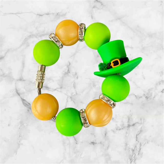 Handle Charm, St. Patrick's Day, Lime Green Top Hat