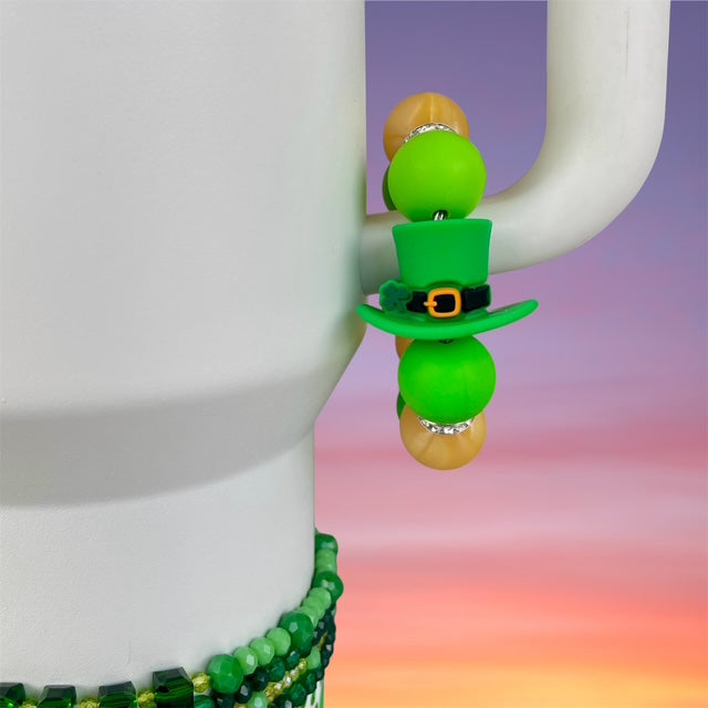 Handle Charm, St. Patrick's Day, Lime Green Top Hat