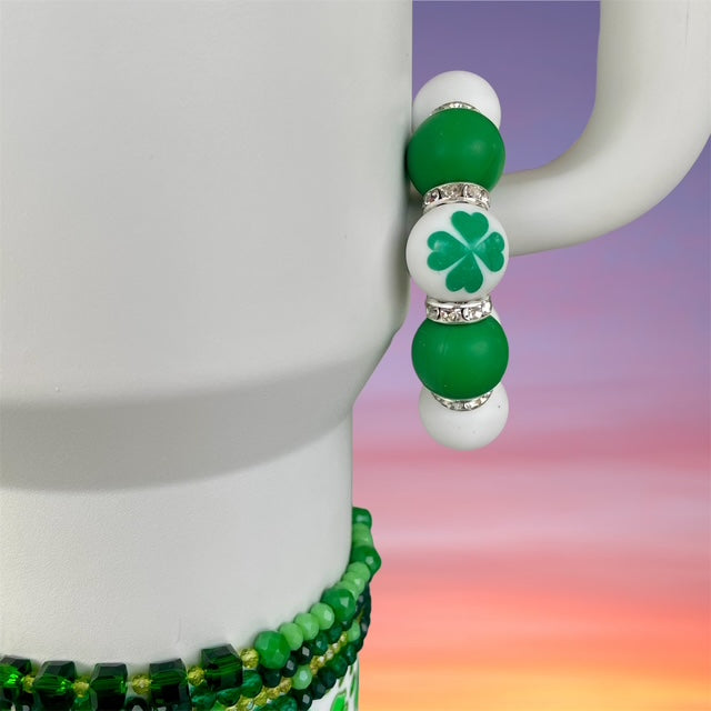 Handle Charm, St. Patrick's Day, Four Leaf Clover