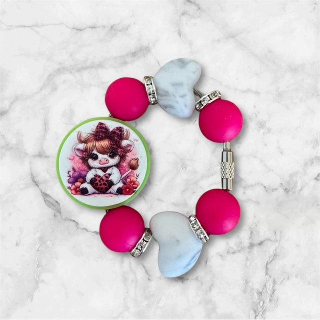 Handle Charm, St. Patrick's Day, Pink Baby Cow