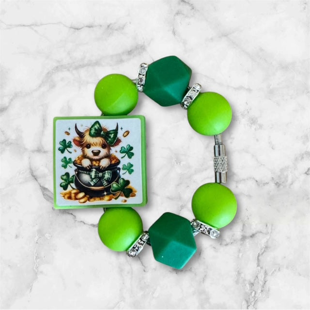 Handle Charm, St. Patrick's Day, Baby Highland Cow