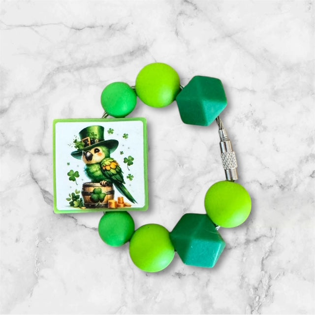 Handle Charm, St. Patrick's Day, Green Parrot