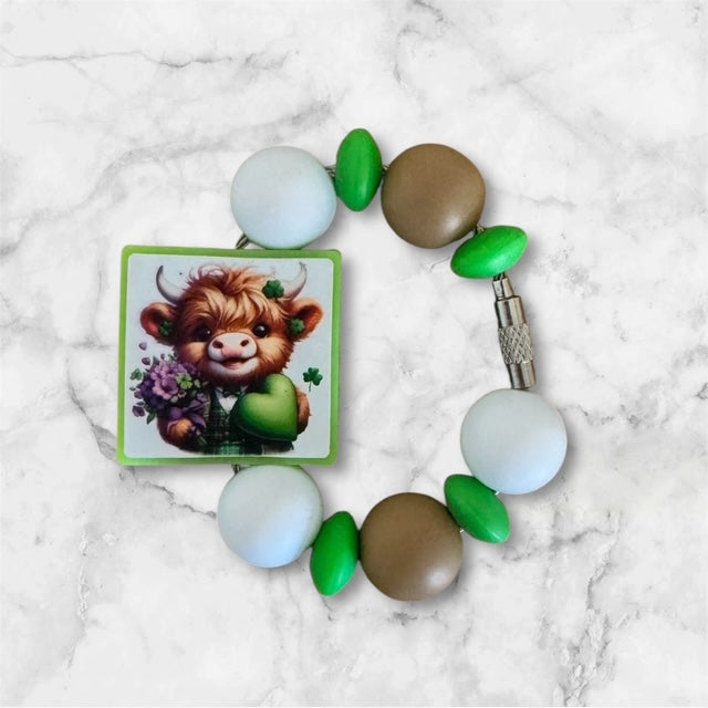 Handle Charm, St. Patrick's Day, Baby Highland Cow