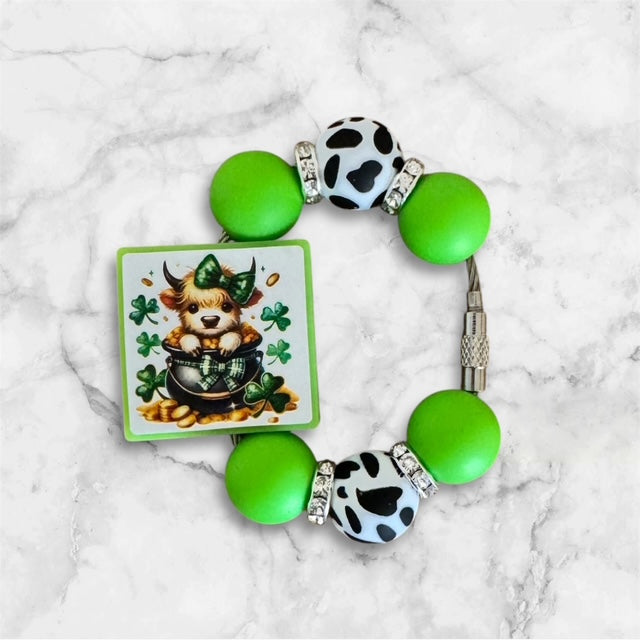 Handle Charm, St. Patrick's Day, Baby Highland Cow