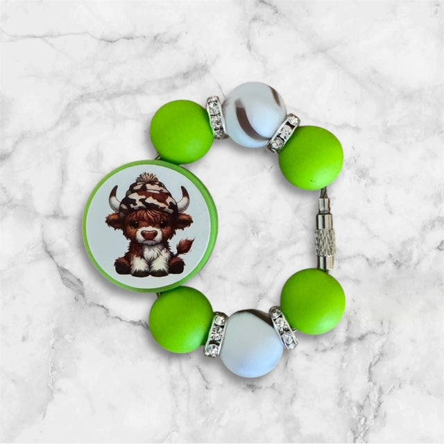 Handle Charm, St. Patrick's Day, Baby Highland Cow