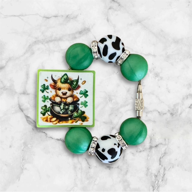 Handle Charm, St. Patrick's Day, Baby Highland Cow