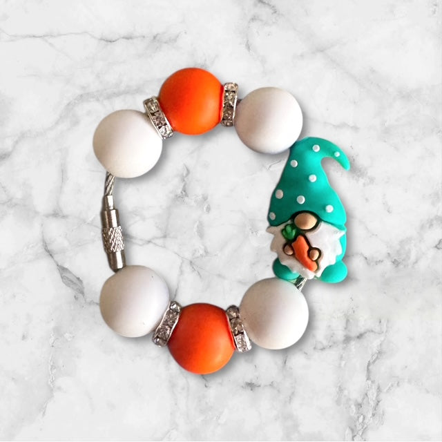 Handle Charm, Easter Gnome, Teal and Orange
