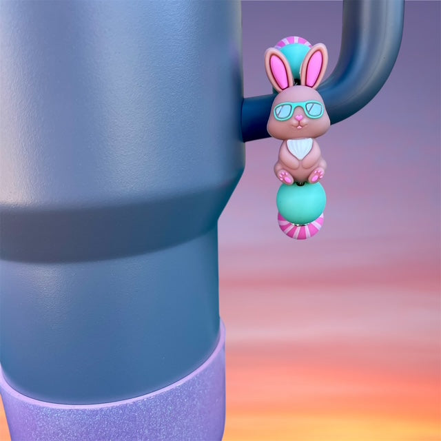 Handle Charm, Easter Bunny, Cool Bunny with Glasses