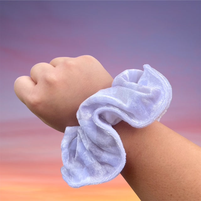Extra Large Scrunchie, Velvet, White and Cream Checkers