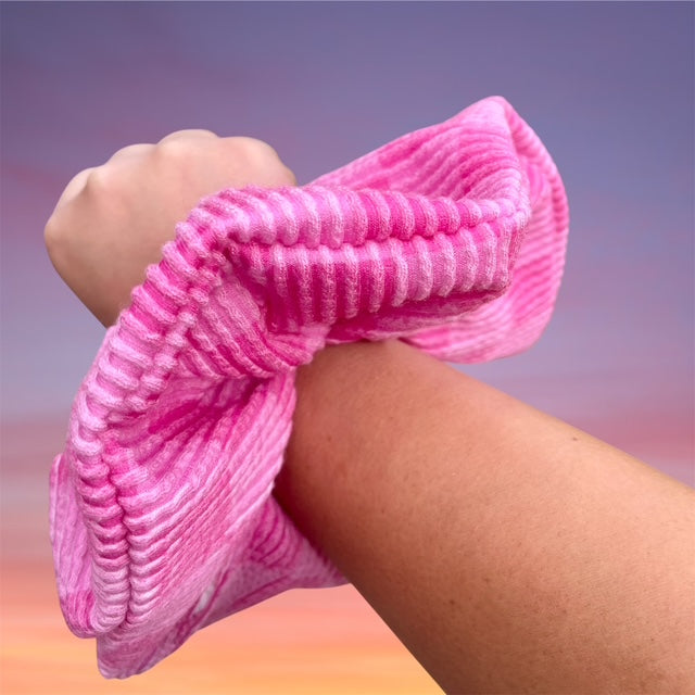 Jumbo Extra Large Scrunchie, Ribbed Fabric, Pink Checkers