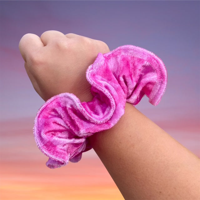 Extra Large Scrunchie, Velvet, Pink Checkers