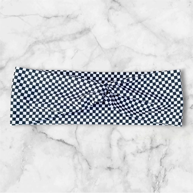 Twist Headband, Soft and Stretchy Fabric, Checker