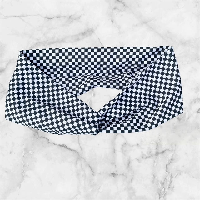 Twist Headband, Soft and Stretchy Fabric, Checker