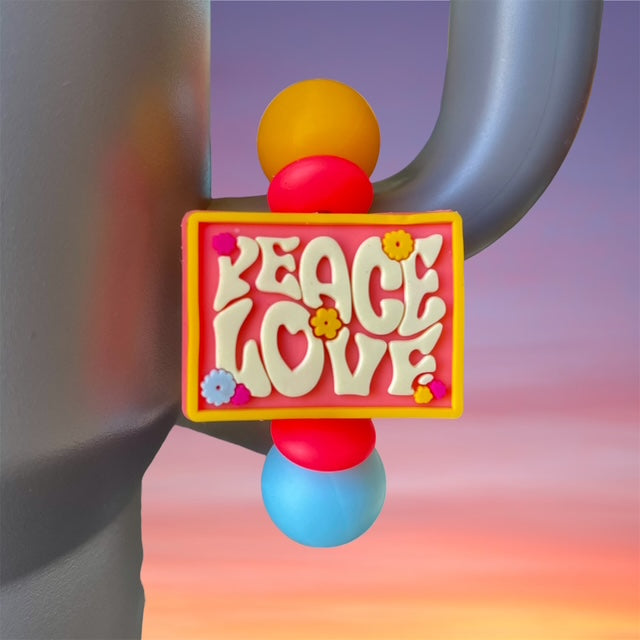 Handle Charm, Peace Love Focal, Blue, Yellow and White