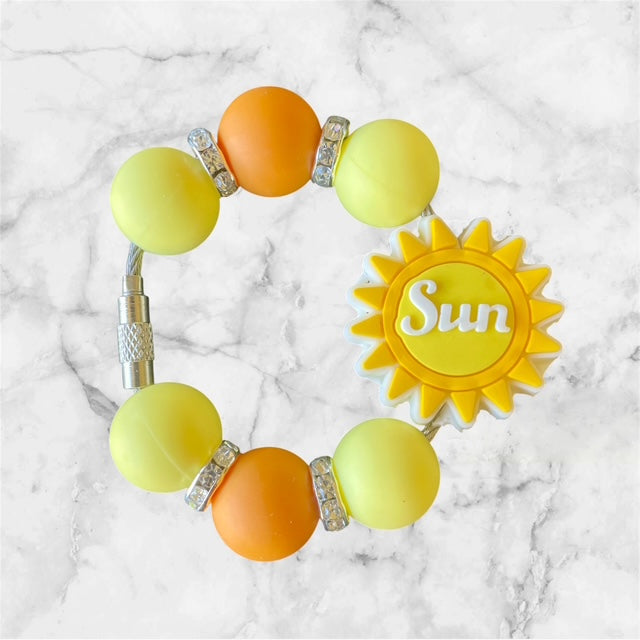 Handle Charm, Sun Focal, with Yellow Beads