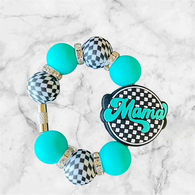 Handle Charm, Mama Focal, Teal and Checkers