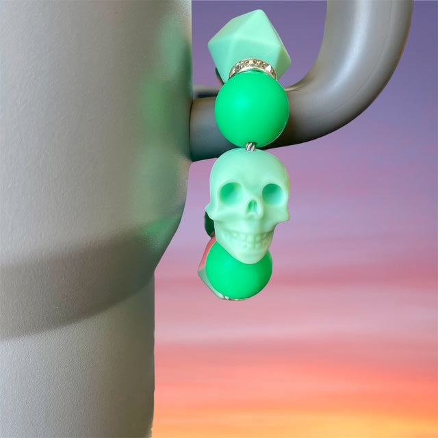 Handle Charm, Teal Skull Focal with Teal Beads