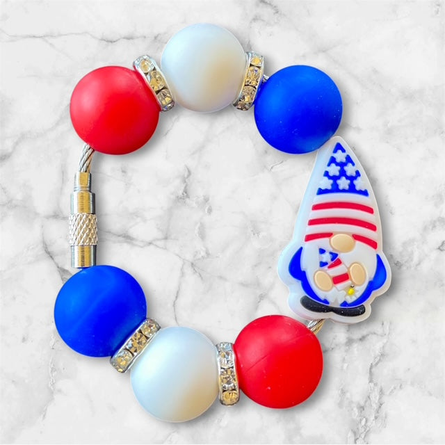 Handle Charm, 4th of July, FOJ Gnome, Red, White and Blue